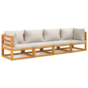 vidaXL 4 r&eacute;szes t&ouml;m&ouml;r fa kerti &uuml;lőgarnit&uacute;ra vil&aacute;gossz&uuml;rke p&aacute;rn&aacute;kkal