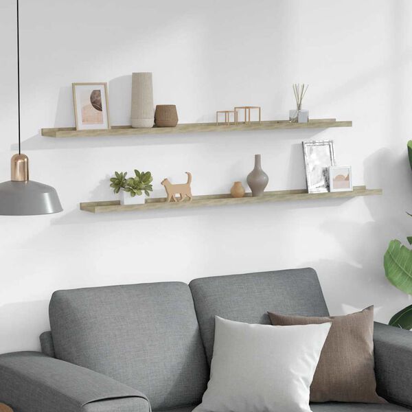 vidaXL 2 db sonoma t&ouml;lgy sz&iacute;nű fali polc 115 x 9 x 3 cm