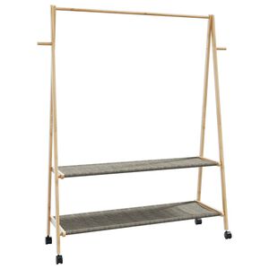 vidaXL bambusz ruha&aacute;llv&aacute;ny polcokkal &eacute;s kerekekkel 132x45,5x155,5 cm