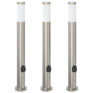 vidaXL 3 db 80 cm rozsdamentes ac&eacute;l oszlopl&aacute;mpa konnektorral IP44