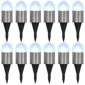 vidaXL 12 db feh&eacute;r napelemes talajba sz&uacute;rhat&oacute; LED-l&aacute;mpa