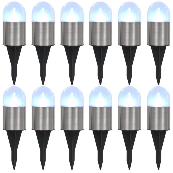 vidaXL 12 db feh&eacute;r napelemes talajba sz&uacute;rhat&oacute; LED-l&aacute;mpa