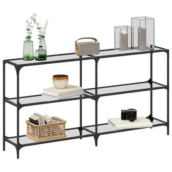 vidaXL ac&eacute;l t&aacute;lal&oacute;asztal &aacute;tl&aacute;tsz&oacute; &uuml;veglappal 158,5 x 30 x 81 cm