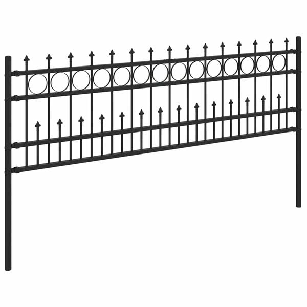 vidaXL T&uuml;sk&eacute;s gyűrűs ker&iacute;t&eacute;s Fekete 200 x 130 cm Porsz&oacute;rt ac&eacute;l