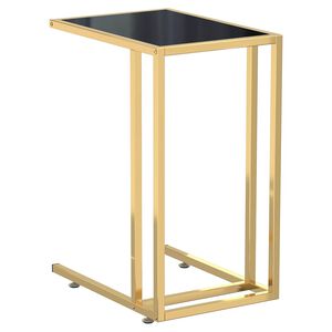 vidaXL fekete edzett &uuml;veg sz&aacute;m&iacute;t&oacute;g&eacute;p-kisasztal 50 x 35 x 65 cm