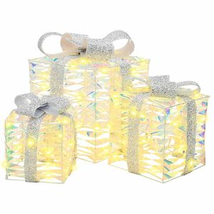 vidaXL Megvil&aacute;g&iacute;tott kar&aacute;csonyi aj&aacute;nd&eacute;kdoboz 3 db 150 LED Meleg feh&eacute;r
