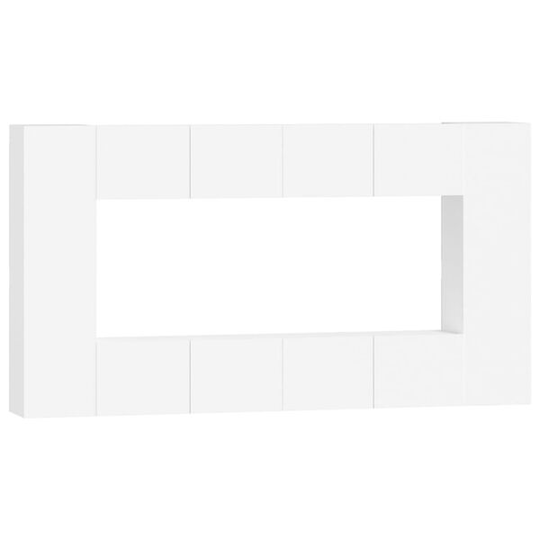 vidaXL 8 részes fehér szerelt fa TV-szekrényszett
