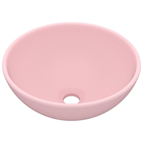 vidaXL kerek matt r&oacute;zsasz&iacute;n ker&aacute;mia luxus mosd&oacute;kagyl&oacute; 32,5 x 14 cm