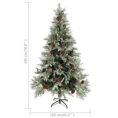 vidaXL zöld és fehér karácsonyfa fenyőtobozokkal 195 cm