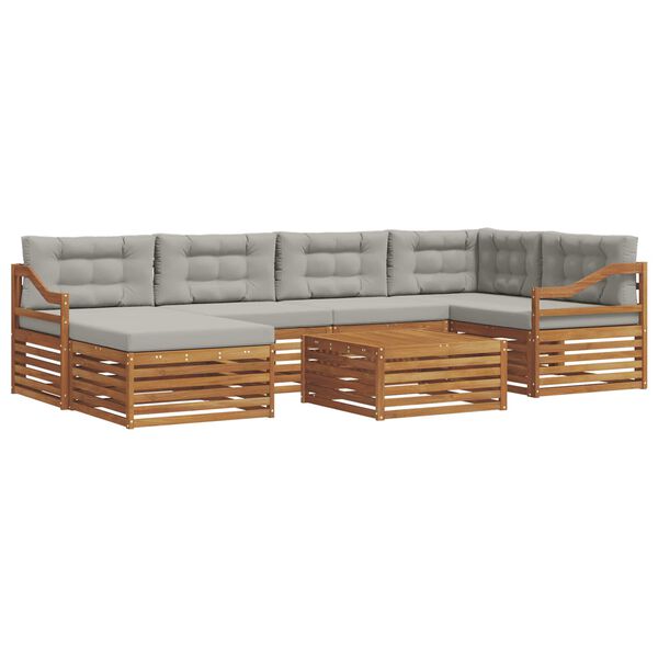 vidaXL K&uuml;lt&eacute;ri kanap&eacute; szett 7 pcs Term&eacute;szetes &eacute;s Vil&aacute;gossz&uuml;rke