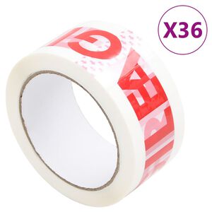 vidaXL 36 db feh&eacute;r csomagol&oacute;szalag FRAGILE felirattal 48 mm x 66 m