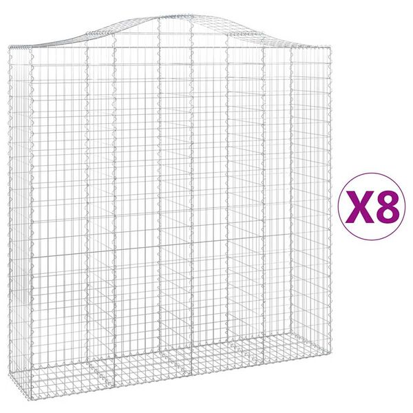 vidaXL 8 db &iacute;ves horganyzott vas gabion kos&aacute;r 200x50x200/220 cm