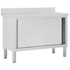 vidaXL rozsdamentes ac&eacute;l munkaasztal tol&oacute;ajt&oacute;kkal 120x50x(95-97) cm