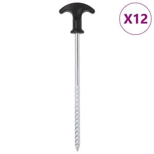 vidaXL 12 db horganyzott ac&eacute;l s&aacute;torc&ouml;vek 20 cm &Oslash;7 mm