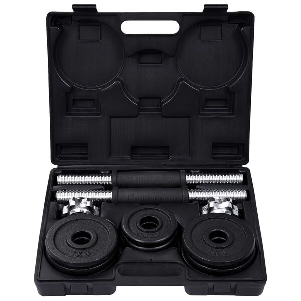 vidaXL 19 részes öntöttvas egykezes súlyzókészlet 15 kg