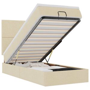 vidaXL oszm&aacute;n &aacute;gykeret matraccal kr&eacute;m 100x200cm sz&ouml;vet