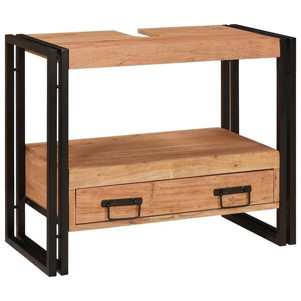 vidaXL Mosd&oacute; szekr&eacute;ny fi&oacute;kkal Barna 71 x 33 x 58 cm T&ouml;m&ouml;r Ak&aacute;cfa