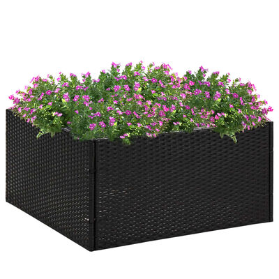 vidaXL fekete polyrattan kerti ültetőláda 80 x 80 x 40 cm
