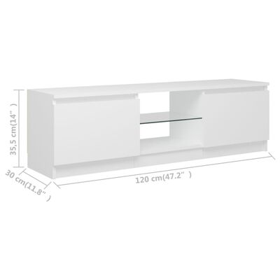 vidaXL fehér TV-szekrény LED lámpákkal 120 x 30 x 35,5 cm