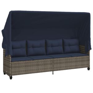 vidaXL sz&uuml;rke polyrattan napoz&oacute;&aacute;gy tetővel &eacute;s p&aacute;rn&aacute;val