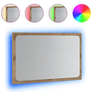 vidaXL k&eacute;zműves t&ouml;lgy sz&iacute;nű LED-es f&uuml;rdőszobat&uuml;k&ouml;r 60 x 8,5 x 38 cm
