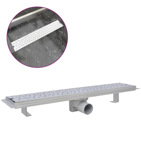 vidaXL p&ouml;tty&ouml;s rozsdamentes ac&eacute;l zuhany lefoly&oacute;vezet&eacute;k 630 x 140 mm