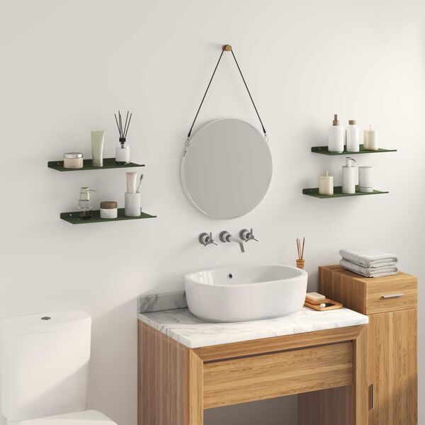 vidaXL Lebegő polc 4 pcs Olajz&ouml;ld 40 x 18 x 2,5 cm Ac&eacute;l