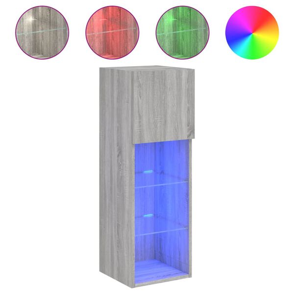 vidaXL sz&uuml;rke sonoma sz&iacute;nű TV-szekr&eacute;ny LED-l&aacute;mp&aacute;kkal 30,5x30x90 cm