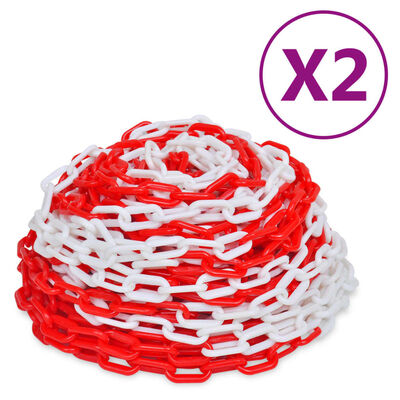 vidaXL 2 db piros és fehér műanyag figyelmeztető lánc 30 m