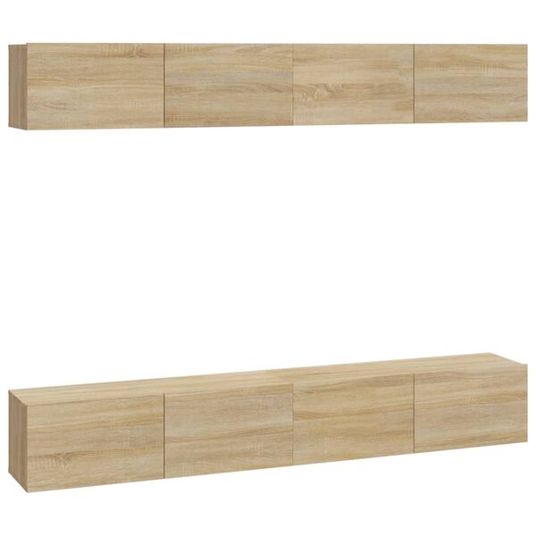 vidaXL 4 db sonoma t&ouml;lgy sz&iacute;nű fali TV-szekr&eacute;ny 100 x 30 x 30 cm