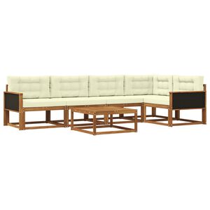 vidaXL K&uuml;lt&eacute;ri kanap&eacute; szett p&aacute;rn&aacute;val 6 pcs Term&eacute;szetes &eacute;s kr&eacute;msz&iacute;nű