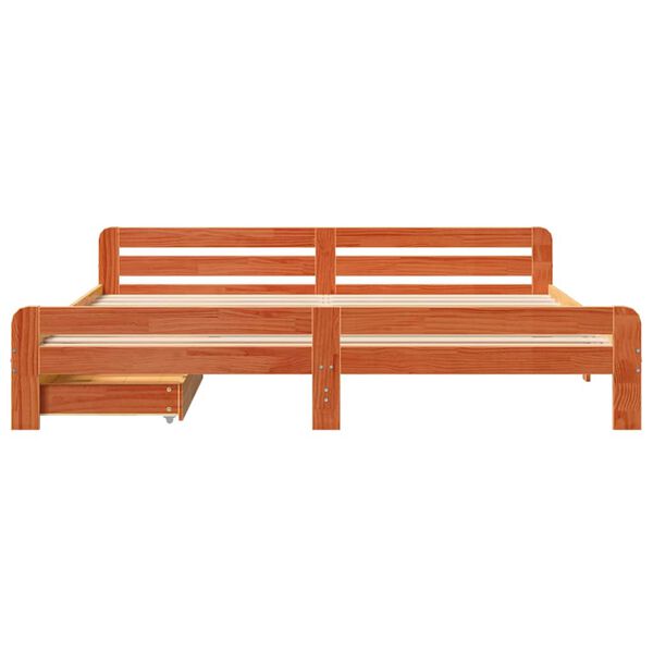 vidaXL viaszbarna t&ouml;m&ouml;r fenyőfa &aacute;gy matrac n&eacute;lk&uuml;l 200 x 200 cm