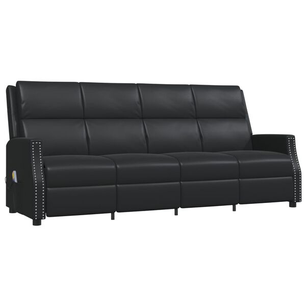 vidaXL 4 személyes fekete műbőr dönthető masszázsfotel