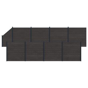 vidaXL Ker&iacute;t&eacute;s K&eacute;szlet 9 pcs 1484 x 186 cm WPC &eacute;s Alum&iacute;nium Fekete