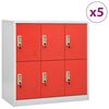 vidaXL 5 db vil&aacute;gossz&uuml;rke-piros ac&eacute;l z&aacute;rhat&oacute; szekr&eacute;ny 90x45x92,5 cm