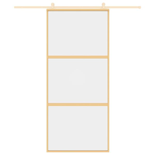 vidaXL aranyszínű átlátszó ESG üveg és alumínium tolóajtó 90 x 205 cm