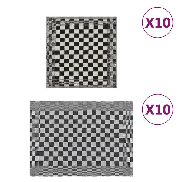 vidaXL 20-r&eacute;szes fekete-feh&eacute;r pamut t&ouml;r&ouml;lk&ouml;zőszett