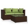 vidaXL 3 r&eacute;szes barna polyrattan kerti &uuml;lőgarnit&uacute;ra p&aacute;rn&aacute;val