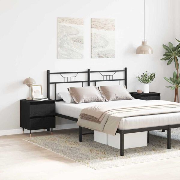 vidaXL &Eacute;jjeliszekr&eacute;ny 2 pcs Fekete t&ouml;lgy 40 x 35 x 50 cm Faanyag