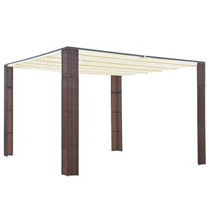 vidaXL barna &eacute;s kr&eacute;msz&iacute;nű polyrattan pavilon tetővel 300x300x220 cm