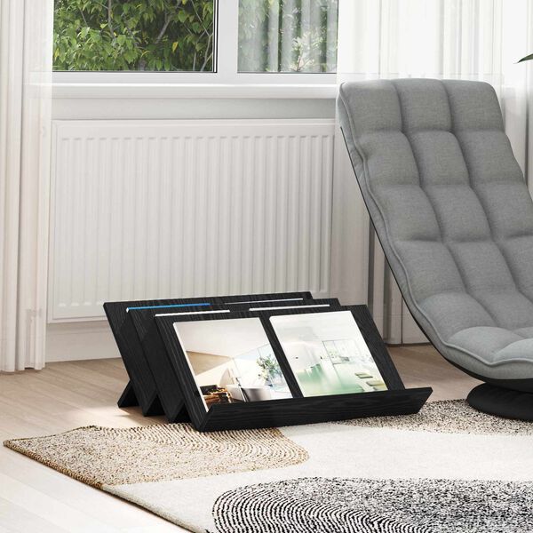 vidaXL Magazin &aacute;llv&aacute;ny Fekete t&ouml;lgy 65 x 53 x 28,5 cm Faanyag