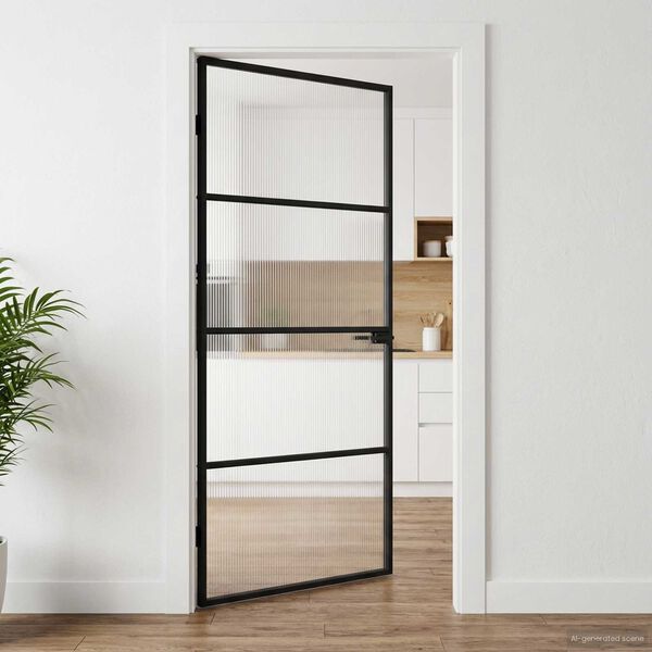 vidaXL Otthoni ajt&oacute; 93 x 201,5 x 3,5 cm Alum&iacute;nium &eacute;s Edzett &Uuml;veg