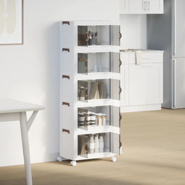 vidaXL egym&aacute;sra rakhat&oacute; t&aacute;rol&oacute;doboz kerekekkel 5 r&eacute;tegű 28 L