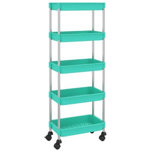 vidaXL 5 szintes t&uuml;rkizk&eacute;k vas &eacute;s ABS konyhai kocsi 42 x 29 x 128 cm