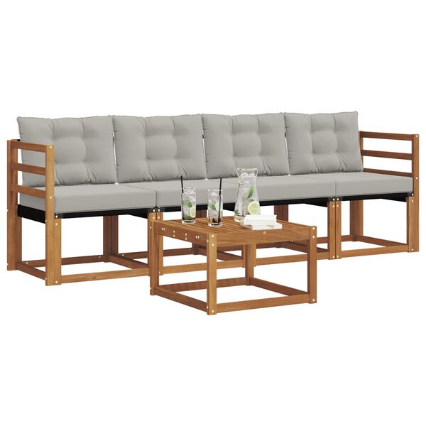 vidaXL K&uuml;lt&eacute;ri kanap&eacute; szett 5 pcs Term&eacute;szetes &eacute;s Vil&aacute;gossz&uuml;rke