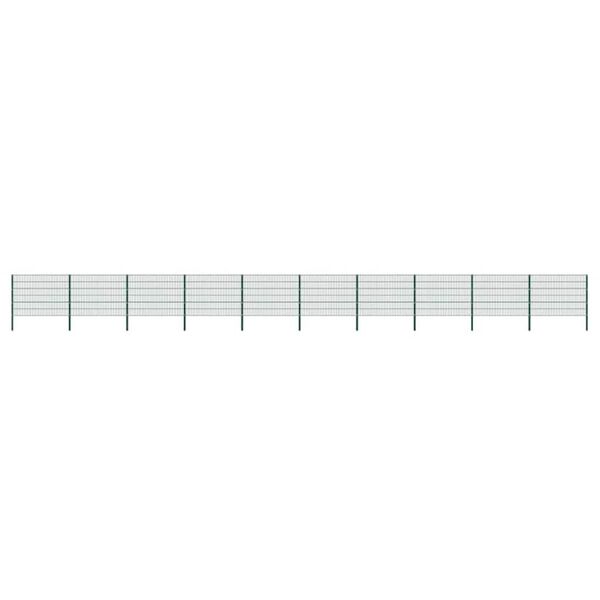 vidaXL z&ouml;ld vas ker&iacute;t&eacute;spanel oszlopokkal 1730 x 120 cm