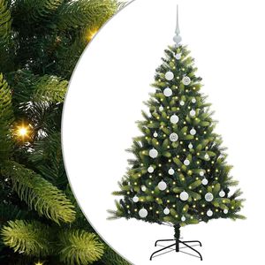 vidaXL Műanyag Hajtogatott Kar&aacute;csonyfa 150 LED-del Z&ouml;ld 120 cm