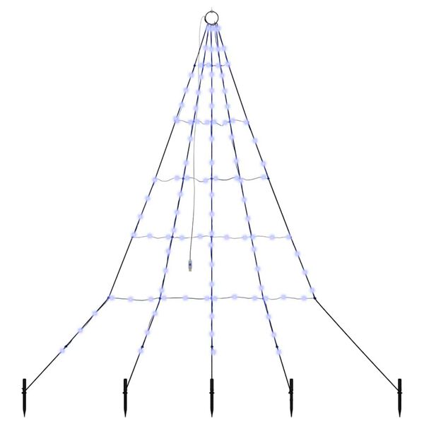 vidaXL LED Karácsonyfák talajráccsal 112 LED-del Kék 180 cm Fém