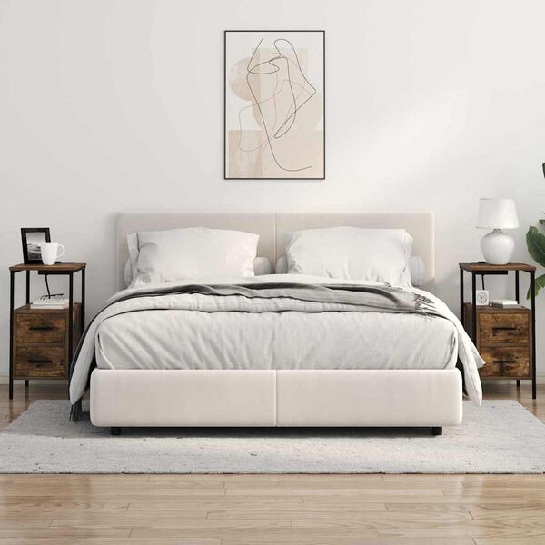 vidaXL &Eacute;jjeliszekr&eacute;ny fi&oacute;kkal F&uuml;st&ouml;lt t&ouml;lgy 30 x 48 x 61 cm Faanyag