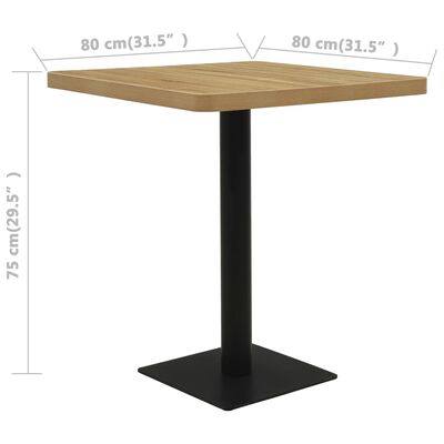 vidaXL tölgyfaszínű MDF és acél bisztróasztal 80x80x75 cm